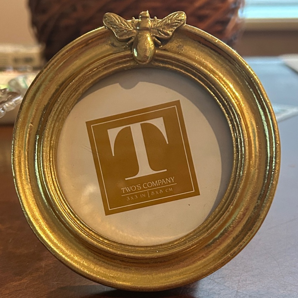 Two's Company Gold Round Frame with Bee Accent
